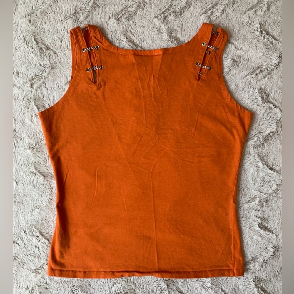 V Twin Women’s Motorcycle Apparel - Orange Tank with Chains - Picture 2 of 5